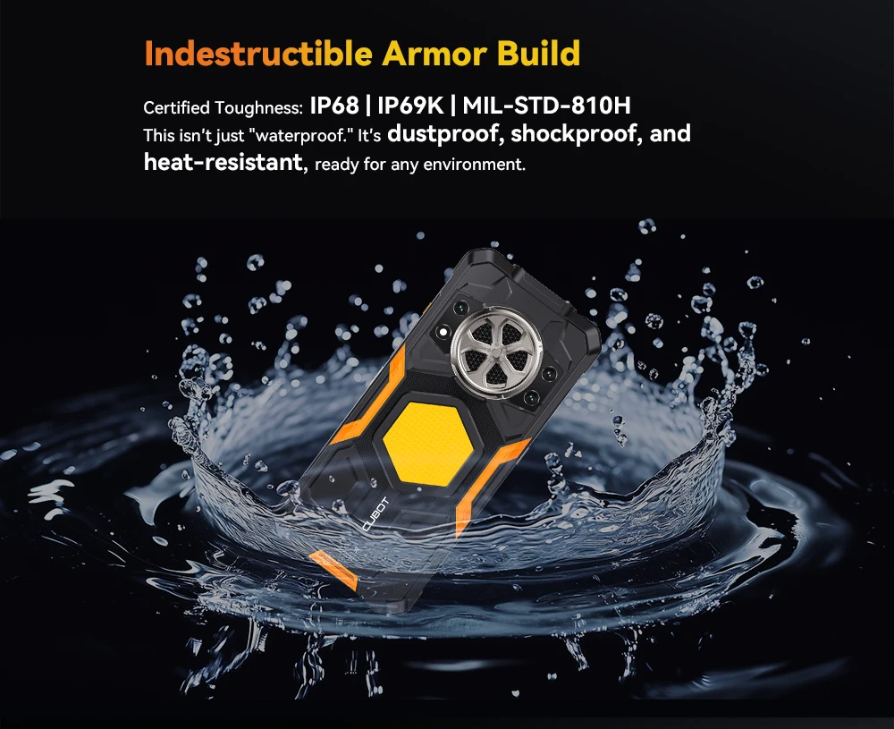 CUBOT KingKong Power 5 Rugged Smartphone G100 16GB RAM (6+10)+128GB ROM Android 15 15300mAh 6.88" 120Hz 64MP Camping Light Phone