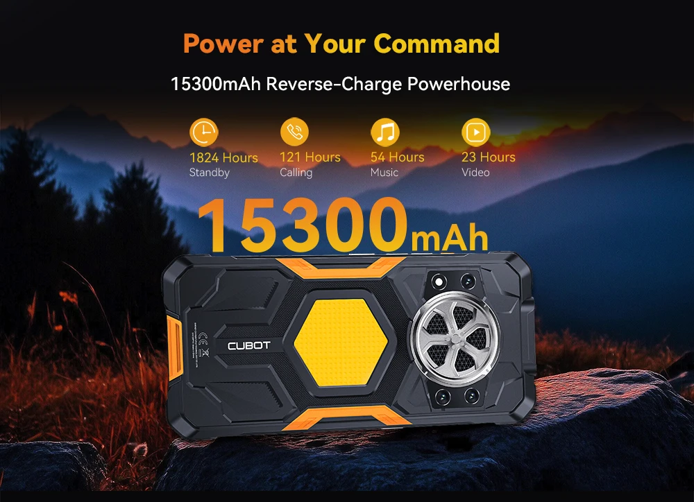 CUBOT KingKong Power 5 Rugged Smartphone G100 16GB RAM (6+10)+128GB ROM Android 15 15300mAh 6.88" 120Hz 64MP Camping Light Phone