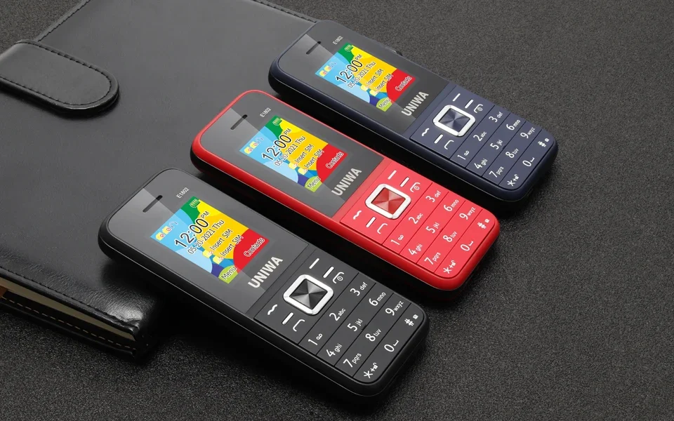 UNIWA E1802 2G Cellphone 1.77 Inch Flip Phone Push Button 1800mAh Telephone for Senior Elder Dual SIM Dual Standby Wireless FM