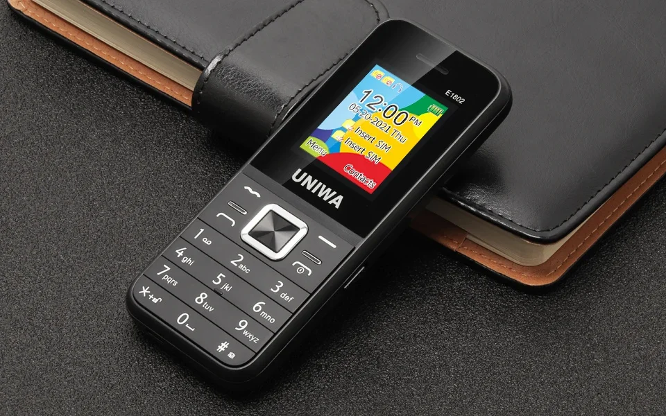 UNIWA E1802 2G Cellphone 1.77 Inch Flip Phone Push Button 1800mAh Telephone for Senior Elder Dual SIM Dual Standby Wireless FM