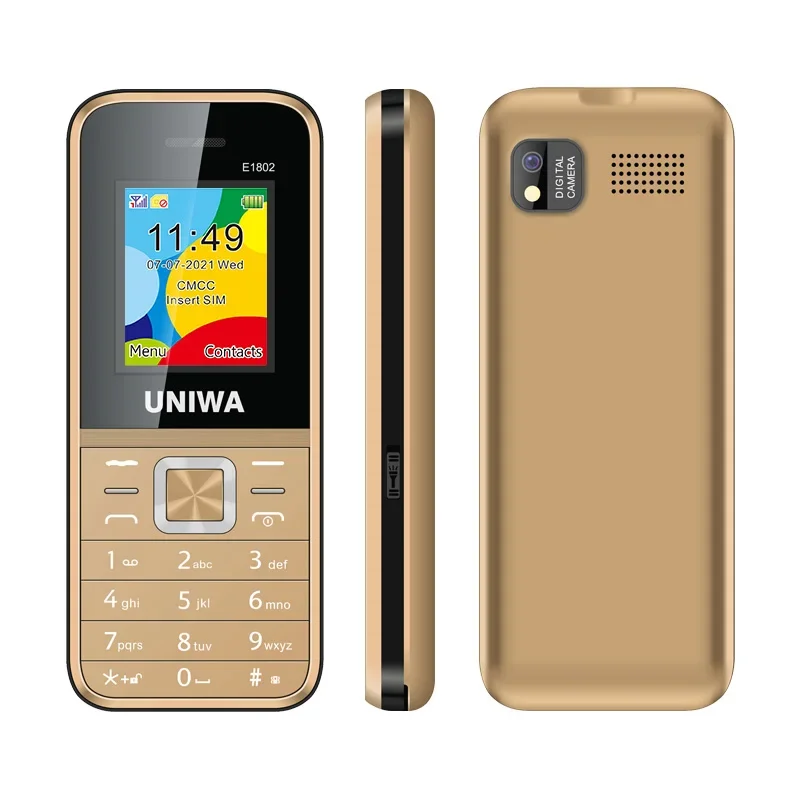 UNIWA E1802 2G Cellphone 1.77 Inch Flip Phone Push Button 1800mAh Telephone for Senior Elder Dual SIM Dual Standby Wireless FM