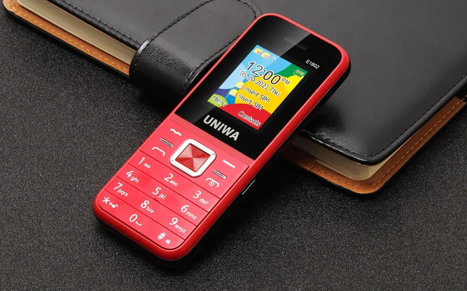 UNIWA E1802 2G Cellphone 1.77 Inch Flip Phone Push Button 1800mAh Telephone for Senior Elder Dual SIM Dual Standby Wireless FM