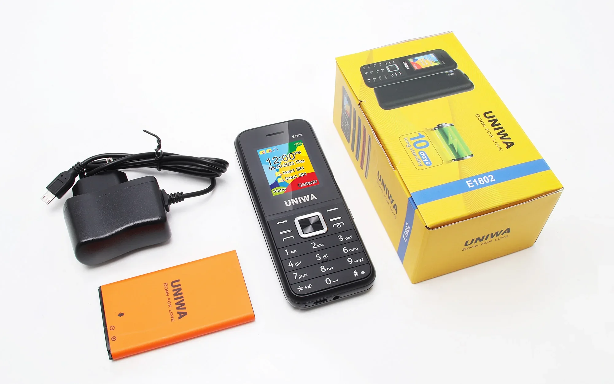 UNIWA E1802 2G Cellphone 1.77 Inch Flip Phone Push Button 1800mAh Telephone for Senior Elder Dual SIM Dual Standby Wireless FM
