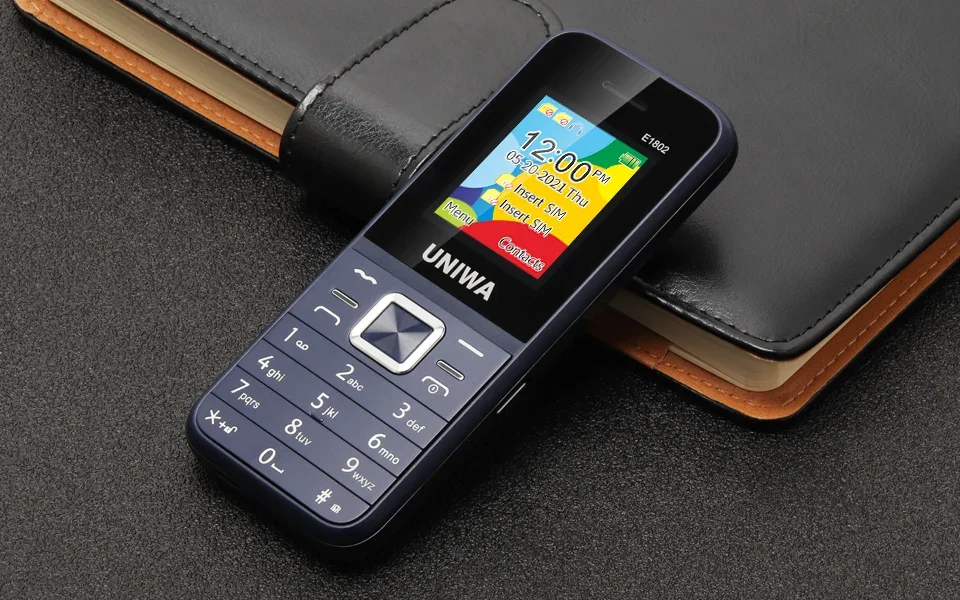 UNIWA E1802 2G Cellphone 1.77 Inch Flip Phone Push Button 1800mAh Telephone for Senior Elder Dual SIM Dual Standby Wireless FM