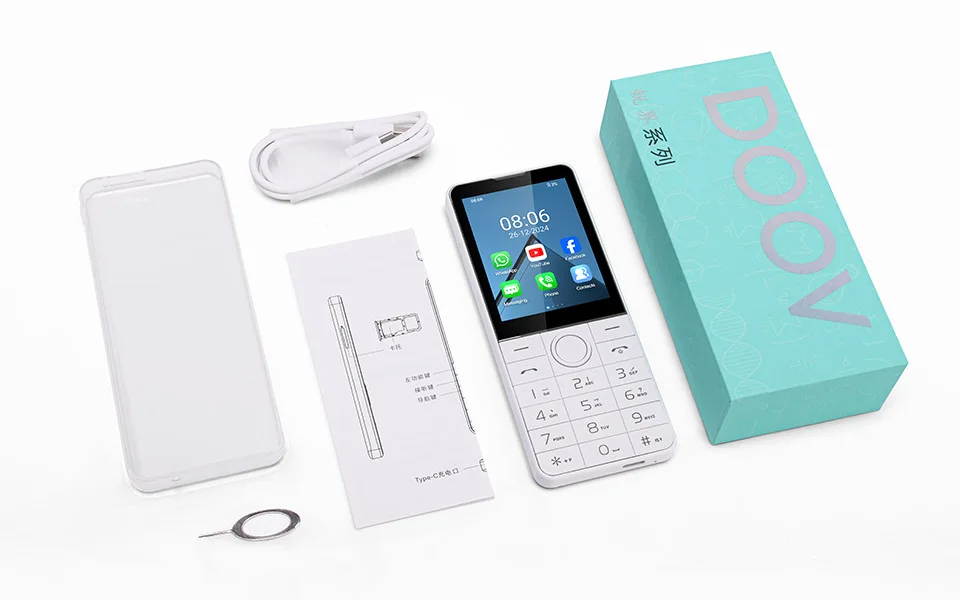 UNIWA DOOV R77 4G Mobile Phone Smart Touch Screen Whatsapp Android 13 Keypad Phones 2.8" 3GB +32GB 2100mAh Phone Hebrew Keyboard