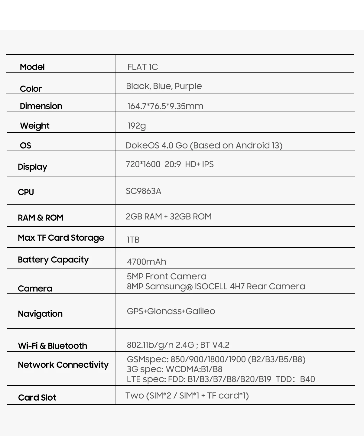 Blackview OSCAL FLAT 1C Mobile Phone Android 13, 2GB 32GB Cheap 6.65'' Smartphone, 4700mAh Battery Cell Phone Face Unlocked, 4G