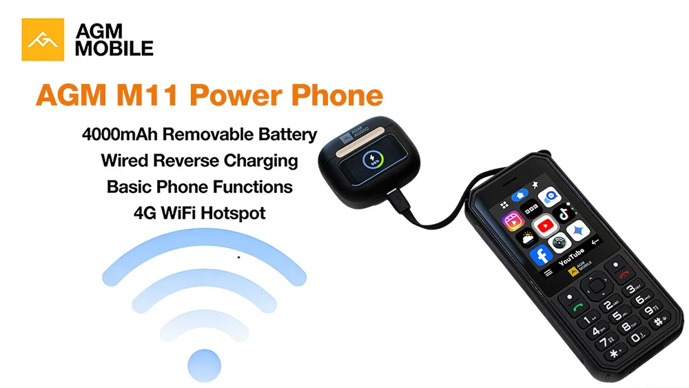 AGM M6 Rugged Phone 4G Dual SIM 2500mAh Battery 2.4" Screen Loud Voice IP68 Waterproof Big Buttons FM Radio For Elderly