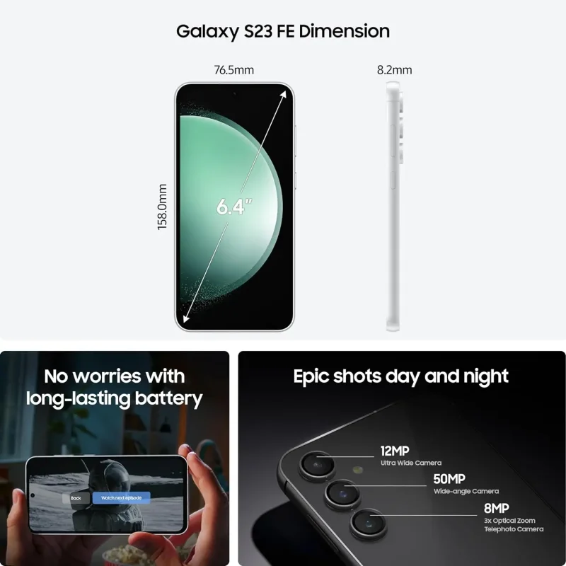 Samsung Galaxy S23 FE 5G S711U1 S711B S7110 S711N 6.4" AMOLED 8GB 128/256GB Snapdragon NFC Original Unlocked Android Cell Phone