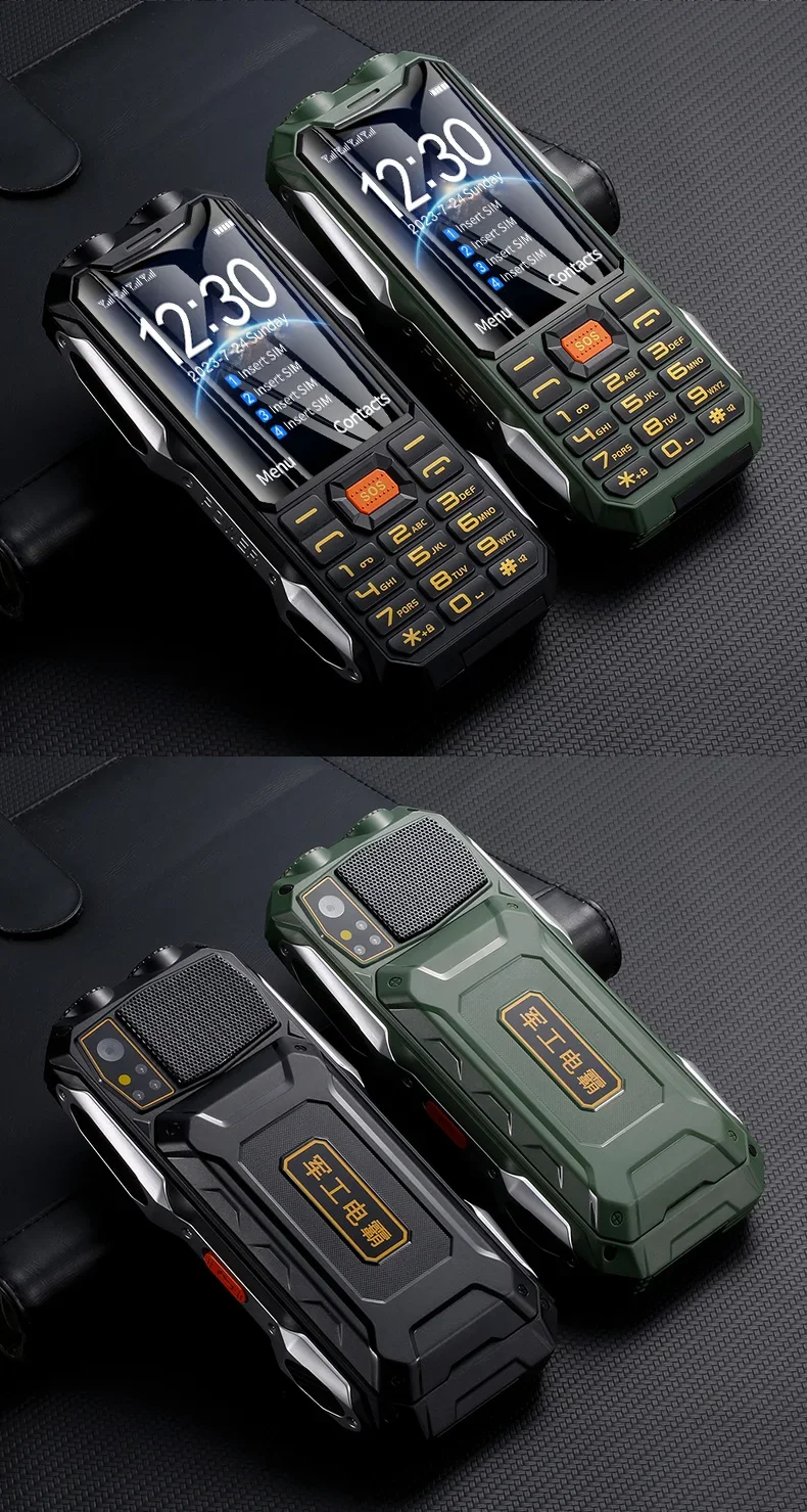 YEEMI Q9 GSM 2G&4G Network Mobile Phone 2G 4SIM 4G 2SIM Cards Rugged Bar Cellphone 3.5“ HD Display Big Battery Loud Sound Phone