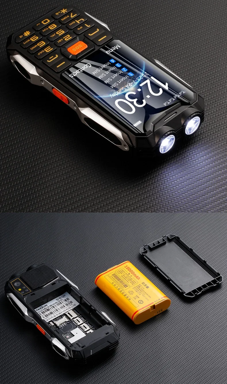 YEEMI Q9 GSM 2G&4G Network Mobile Phone 2G 4SIM 4G 2SIM Cards Rugged Bar Cellphone 3.5“ HD Display Big Battery Loud Sound Phone