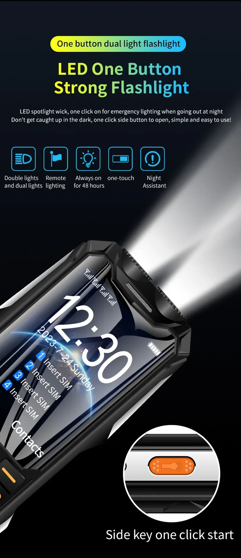 YEEMI Q9 GSM 2G&4G Network Mobile Phone 2G 4SIM 4G 2SIM Cards Rugged Bar Cellphone 3.5“ HD Display Big Battery Loud Sound Phone
