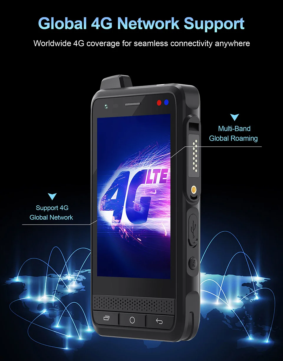 UNIWA F400 Zello POC Walkie Talkie Global 4G Rugged PDA Android 15 4 Inch 4GB+64GB 2.5W Big Speaker 4350mAh PoC SOS Button NFC