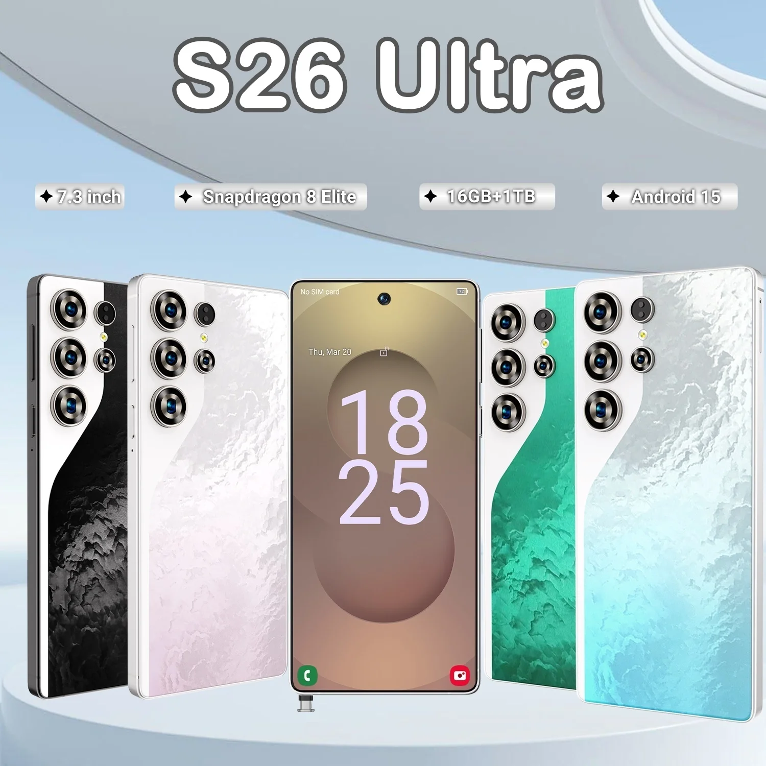 2026 New global version S26 ultra smartphone is equipped with the Android 15 and supports dual SIM cards, WiFi .GPS