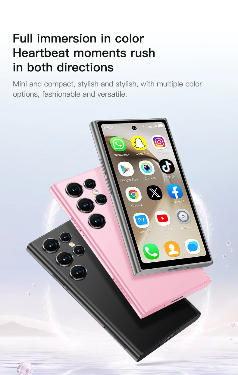 ONEMYTH S26 Pro 4G Mini Smartphone 4.0' 3GB+64GB Dual SIM 2000mAh Face Unlock Small Pocket Phone for Student Elderly Backup Phon