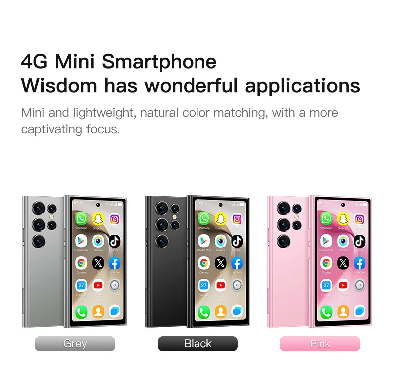 ONEMYTH S26 Pro 4G Mini Smartphone 4.0' 3GB+64GB Dual SIM 2000mAh Face Unlock Small Pocket Phone for Student Elderly Backup Phon