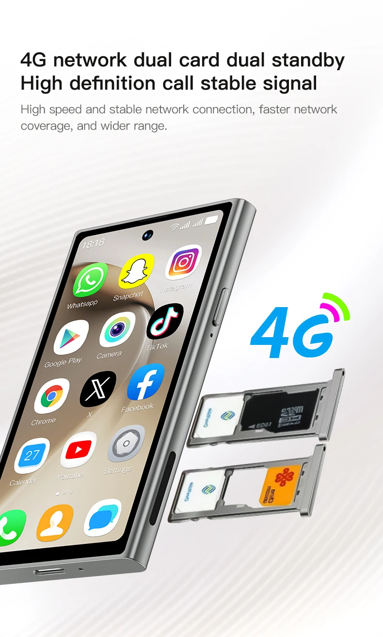 ONEMYTH S26 Pro 4G Mini Smartphone 4.0' 3GB+64GB Dual SIM 2000mAh Face Unlock Small Pocket Phone for Student Elderly Backup Phon