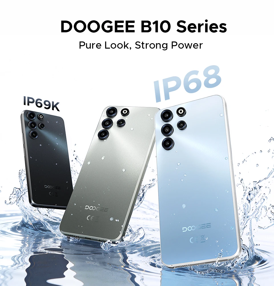 World Premiere DOOGEE B10 Pro Smartphone 64GB+256GB 6.63” FHD 120Hz Display IP68 / IP69K Helio G100 7600mAh Battery Android 16