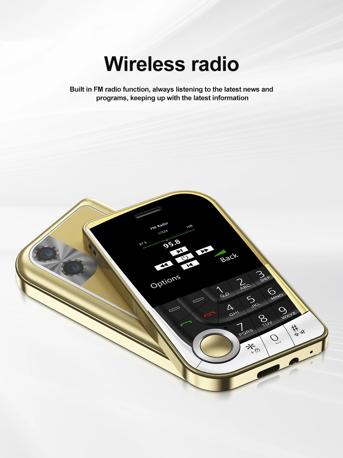 SERVO V10 2 SIM Card Small Mobile Phone Speed Dial Blacklist Flashlight Magic Voice 2.01" Display 2G GSM Button Cellphone Type-C