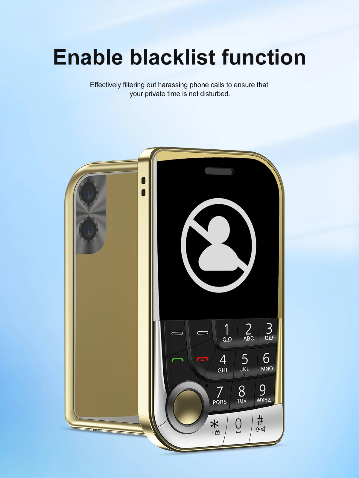 SERVO V10 2 SIM Card Small Mobile Phone Speed Dial Blacklist Flashlight Magic Voice 2.01" Display 2G GSM Button Cellphone Type-C