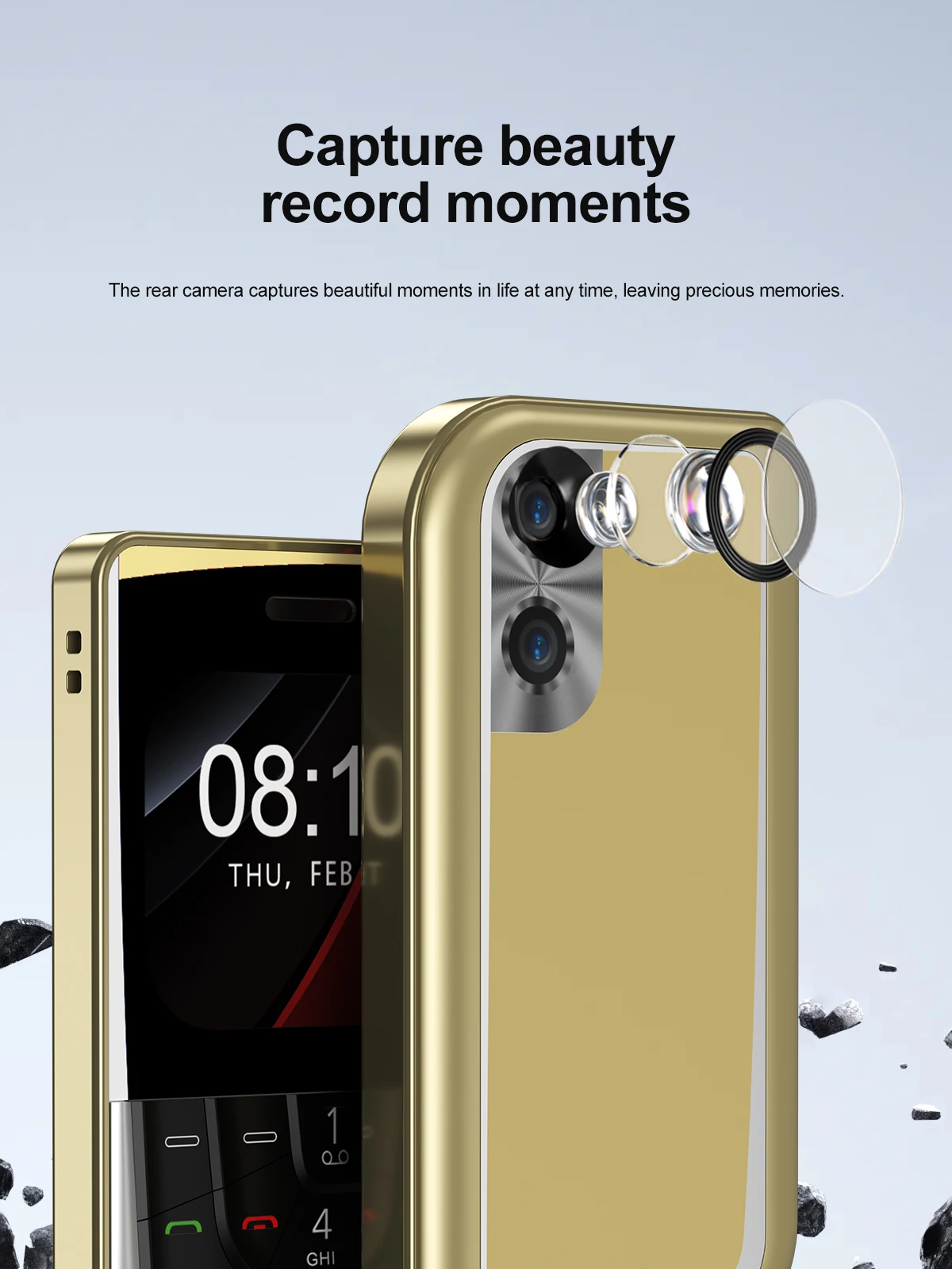 SERVO V10 2 SIM Card Small Mobile Phone Speed Dial Blacklist Flashlight Magic Voice 2.01" Display 2G GSM Button Cellphone Type-C