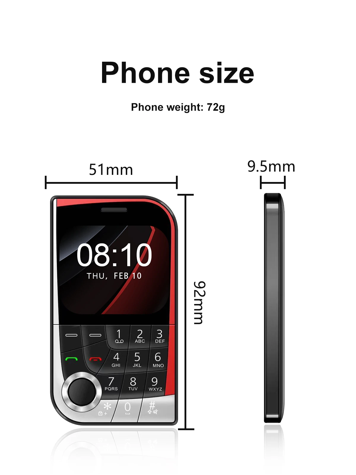 SERVO V10 2 SIM Card Small Mobile Phone Speed Dial Blacklist Flashlight Magic Voice 2.01" Display 2G GSM Button Cellphone Type-C