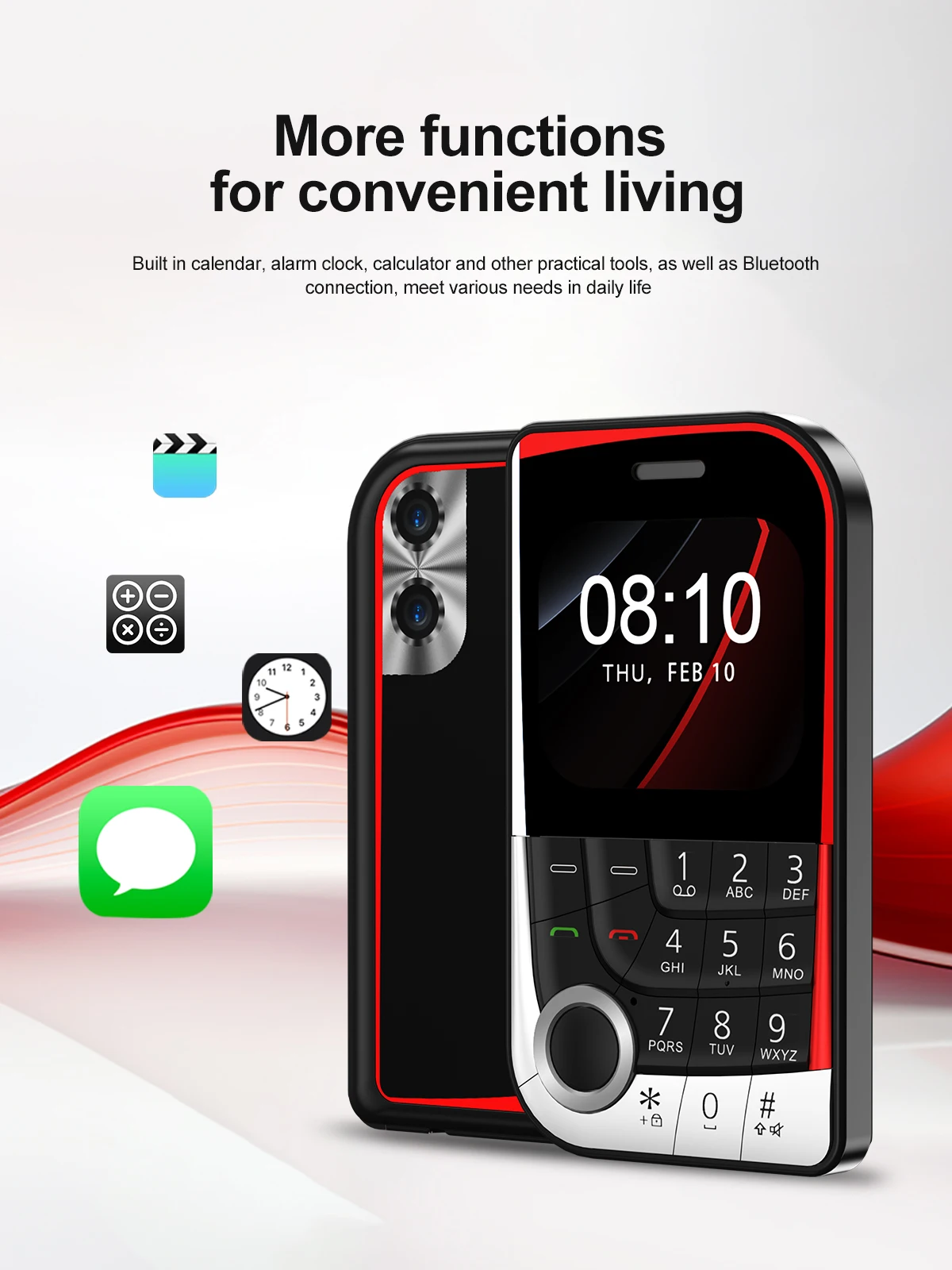 SERVO V10 2 SIM Card Small Mobile Phone Speed Dial Blacklist Flashlight Magic Voice 2.01" Display 2G GSM Button Cellphone Type-C