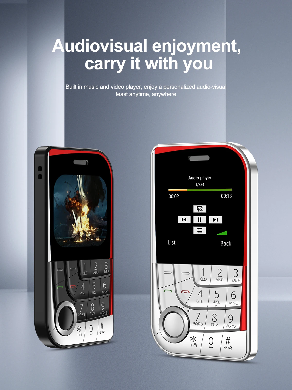SERVO V10 2 SIM Card Small Mobile Phone Speed Dial Blacklist Flashlight Magic Voice 2.01" Display 2G GSM Button Cellphone Type-C