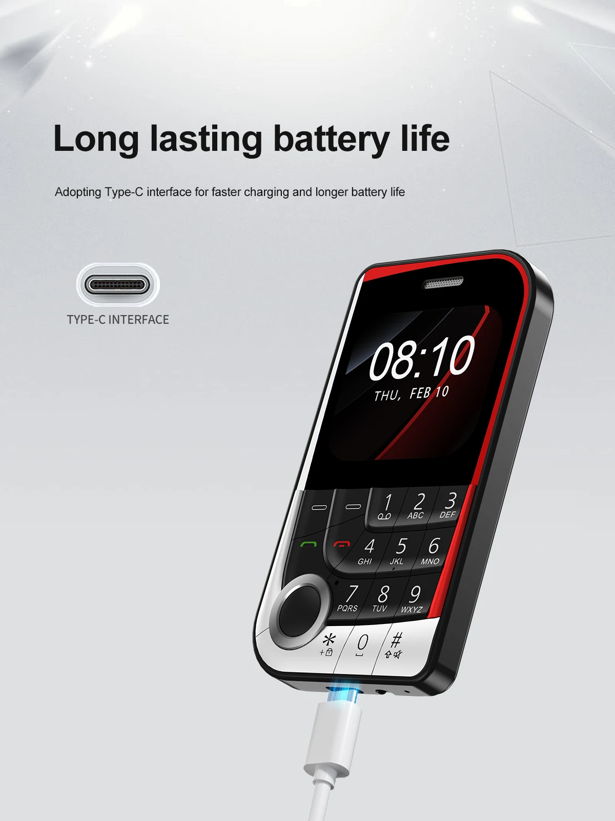 SERVO V10 2 SIM Card Small Mobile Phone Speed Dial Blacklist Flashlight Magic Voice 2.01" Display 2G GSM Button Cellphone Type-C