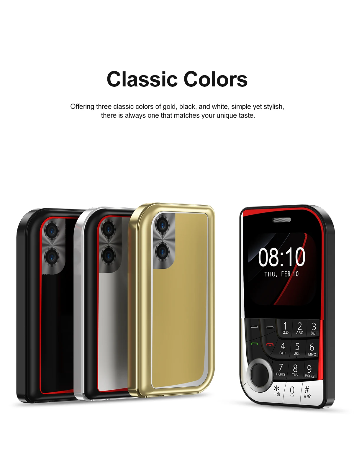 SERVO V10 2 SIM Card Small Mobile Phone Speed Dial Blacklist Flashlight Magic Voice 2.01" Display 2G GSM Button Cellphone Type-C