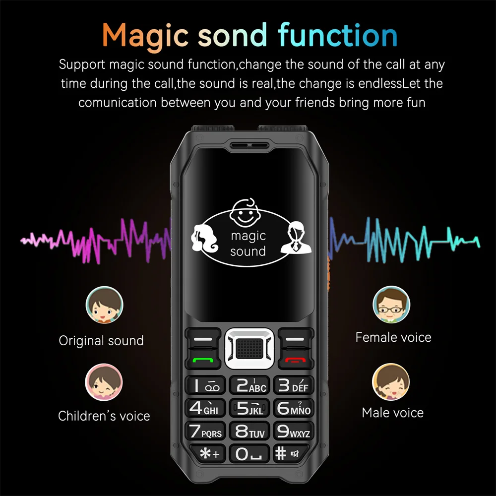 UNIWA M6000 2G Feature Phone Power Bank 2.3Inch FM Radio MP3 Voice Record Torch Mobile Phone Big Keyboard Cellphone For Elderly