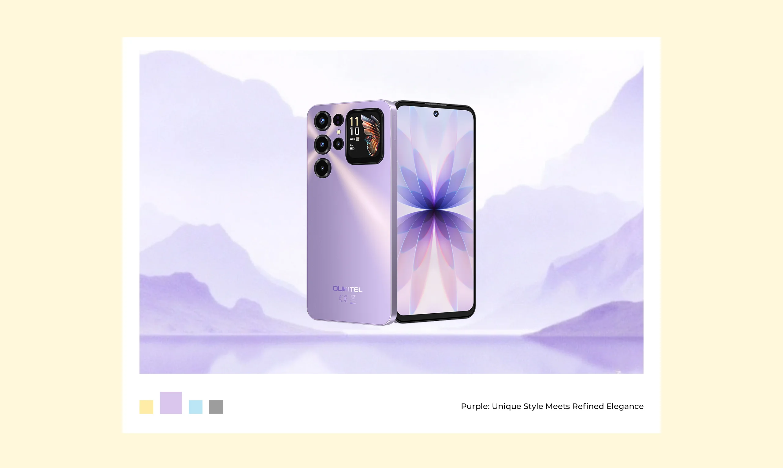 OUKITEL C68 Plus 6000mAh Smartphone, 24(6+18)GB+256GB, 7.2"+1.81" Dual Display 120H Mobile Phone 64MP Main Camera NFC Cellphone