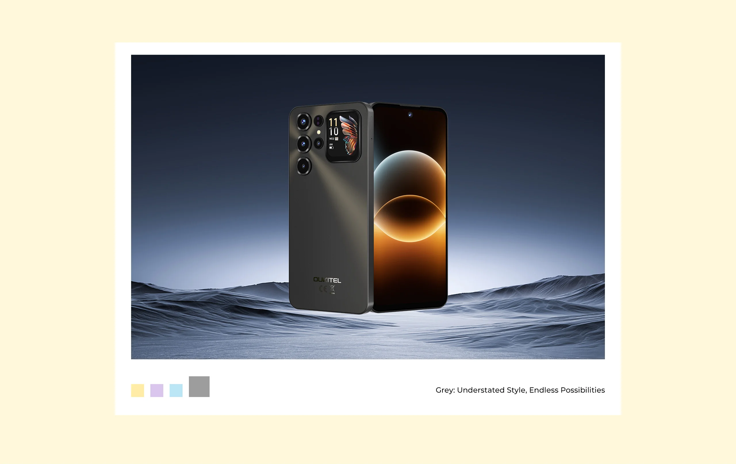 OUKITEL C68 Plus 6000mAh Smartphone, 24(6+18)GB+256GB, 7.2"+1.81" Dual Display 120H Mobile Phone 64MP Main Camera NFC Cellphone