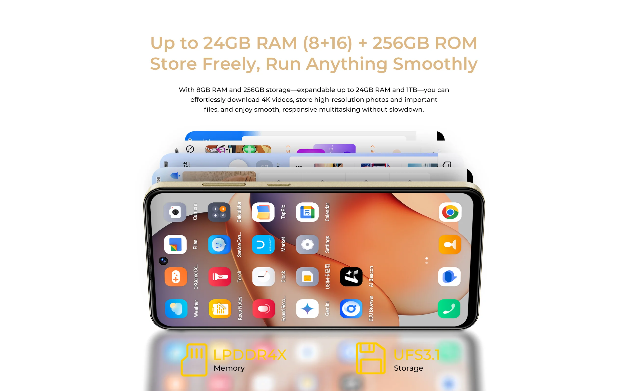 OUKITEL C68 Plus 6000mAh Smartphone, 24(6+18)GB+256GB, 7.2"+1.81" Dual Display 120H Mobile Phone 64MP Main Camera NFC Cellphone