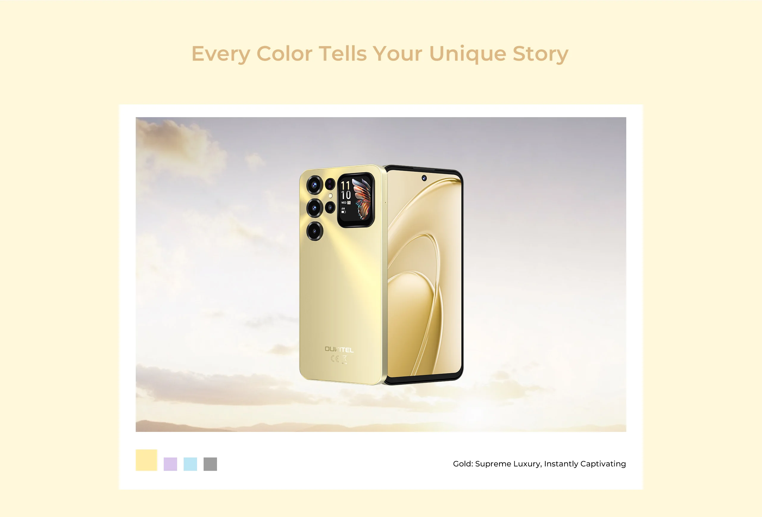 OUKITEL C68 Plus 6000mAh Smartphone, 24(6+18)GB+256GB, 7.2"+1.81" Dual Display 120H Mobile Phone 64MP Main Camera NFC Cellphone