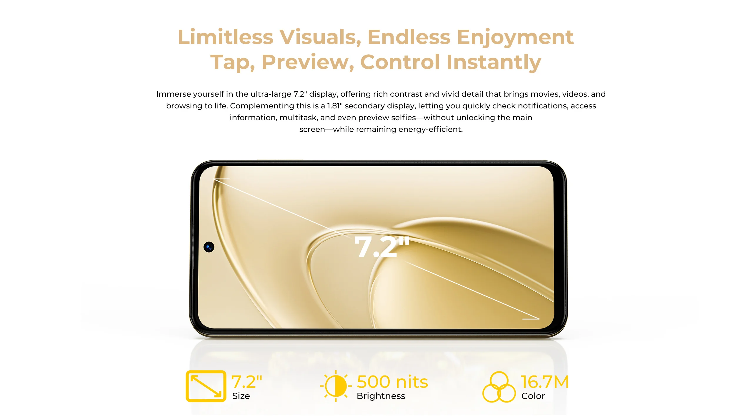 OUKITEL C68 Plus 6000mAh Smartphone, 24(6+18)GB+256GB, 7.2"+1.81" Dual Display 120H Mobile Phone 64MP Main Camera NFC Cellphone