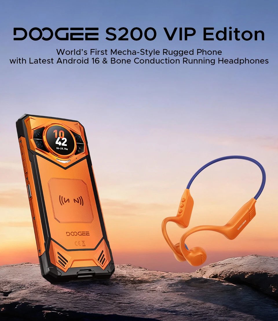 Global Version DOOGEE S200 5G Rugged Phone Android 16 48GB 256GB 6.72" 120Hz Display 100MP Camera 10100mAh Battery AI Assistant