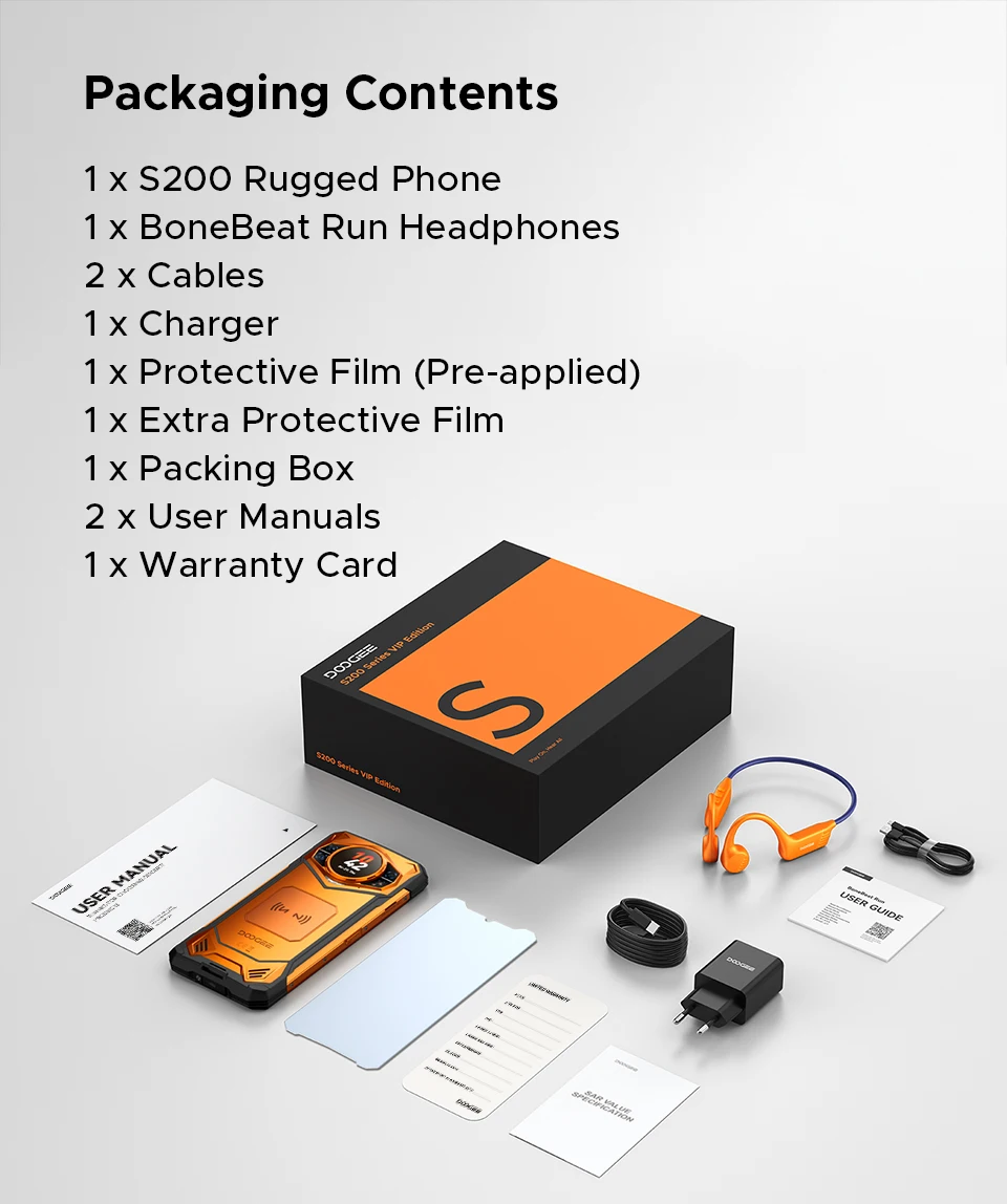 Global Version DOOGEE S200 5G Rugged Phone Android 16 48GB 256GB 6.72" 120Hz Display 100MP Camera 10100mAh Battery AI Assistant