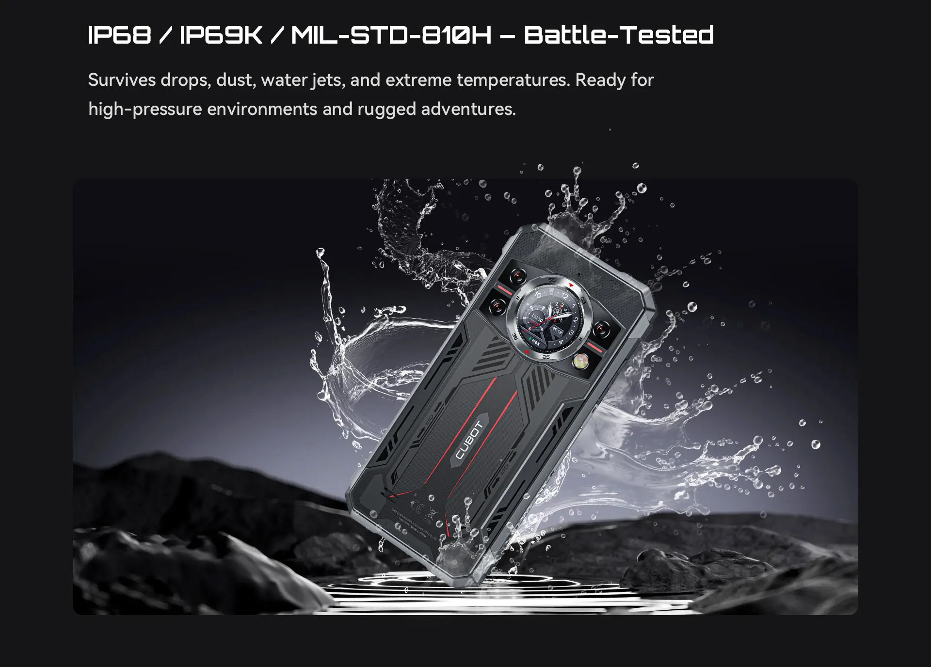 Cubot Kingkong 11 Rugged Phone Dimensity 7025 5G 1.45" Rear Display 10200mAh Battery 33W 16GB RAM+256GB ROM 108MP Camera NFC