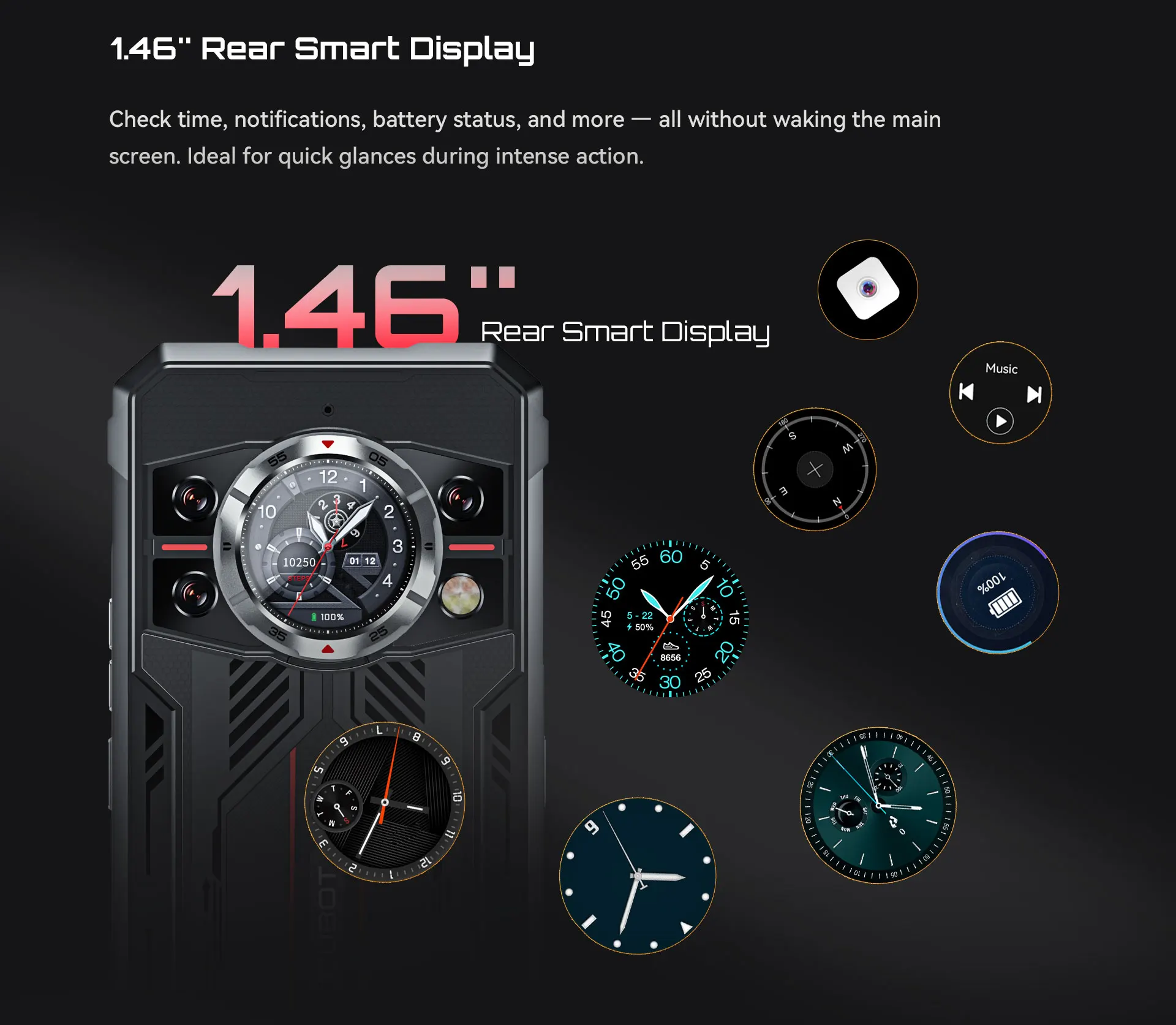 Cubot Kingkong 11 Rugged Phone Dimensity 7025 5G 1.45" Rear Display 10200mAh Battery 33W 16GB RAM+256GB ROM 108MP Camera NFC