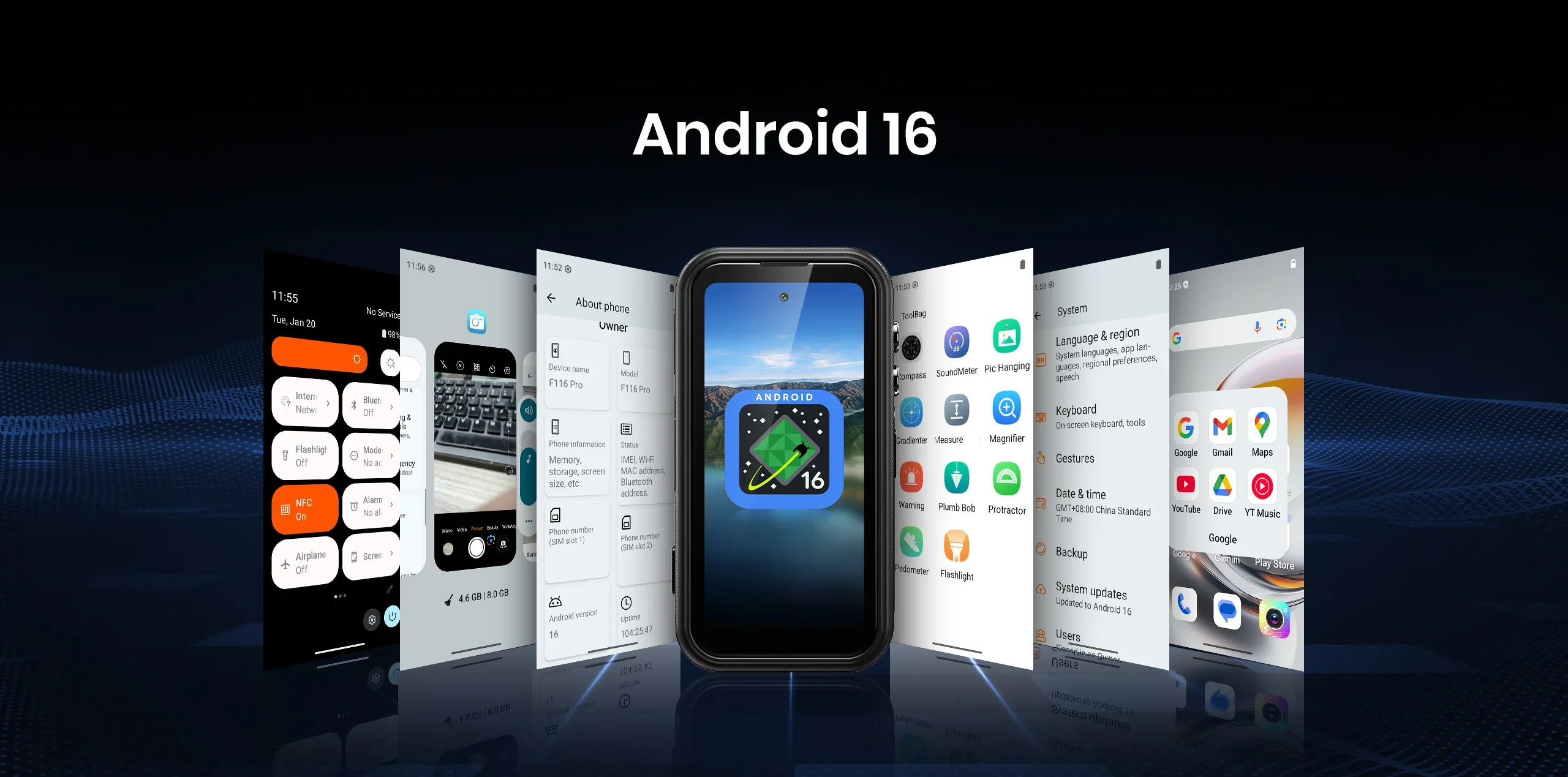 FOSSiBOT F116 Pro 5G Mini Rugged Phone Dimensity 7300, 36GB(12+24)+256GB, 4" HD Screen, 3700mAh 33W Charge, Android 16, 152.6° Wide Angle 50MP+48MP OIS+32MP, IP68, LED Light, One-Click Video, Fashion Business Outdoor Cell Phone