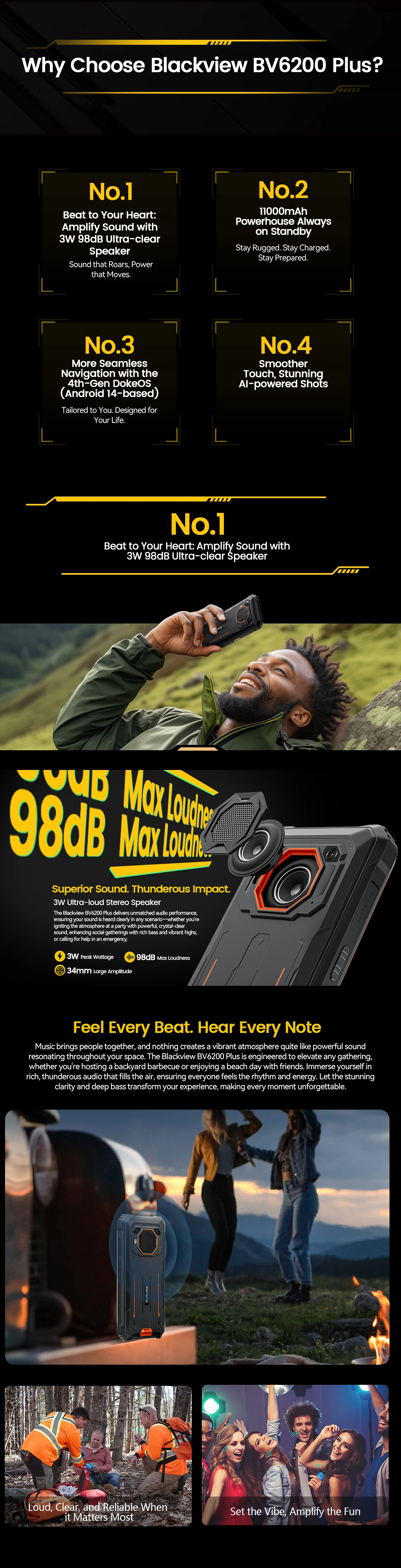 Blackview BV6200 Plus [No EU Charger] 32GB(8+24)+128GB 11000mAh Android 14 Mobile Phone 6.56" HD+ Screen 16MP NFC