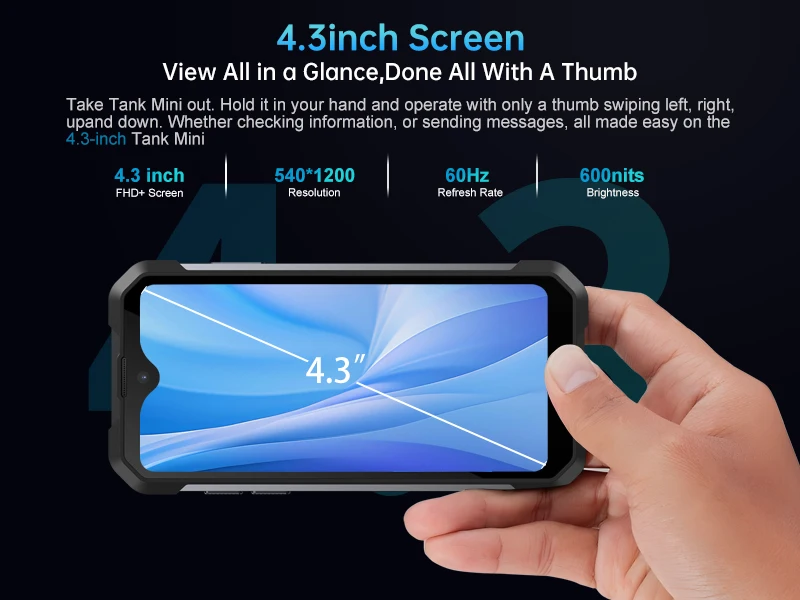 8849 Tank Mini Unihertz Rugged smartphones 4.3" Display Android 13 Helio G99 24GB 256GB 100MP Cameras 5800mAh NFC Waterproof