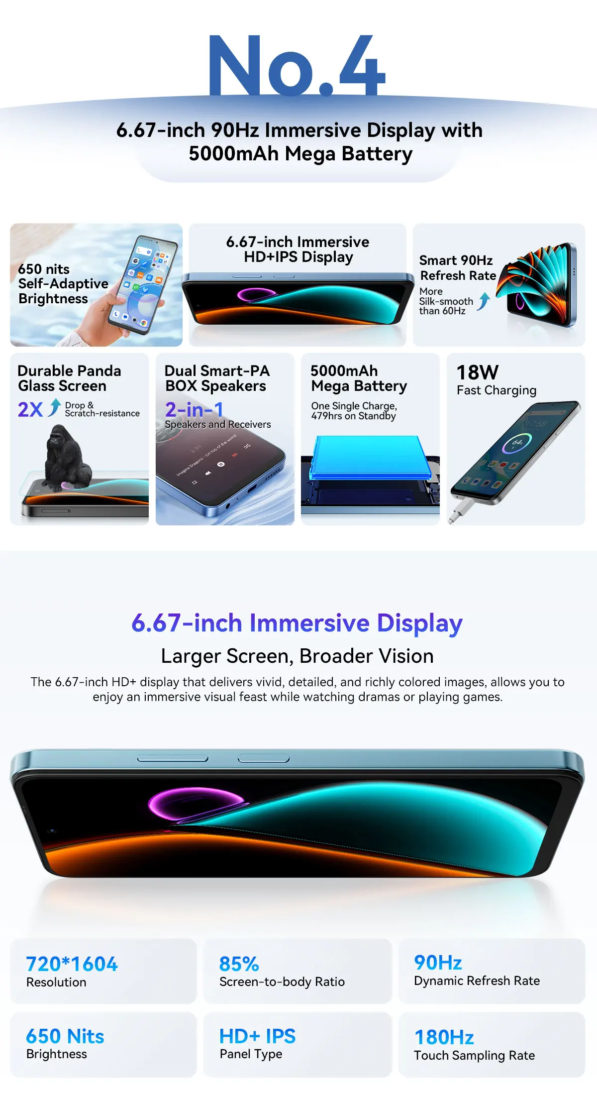 Blackview COLOR 6 Smartphone 6.67inch Display MTK G81 8GB RAM 128GB/256GB ROM 50MP Camera 5000mAh Battery Android 15 Cellphone