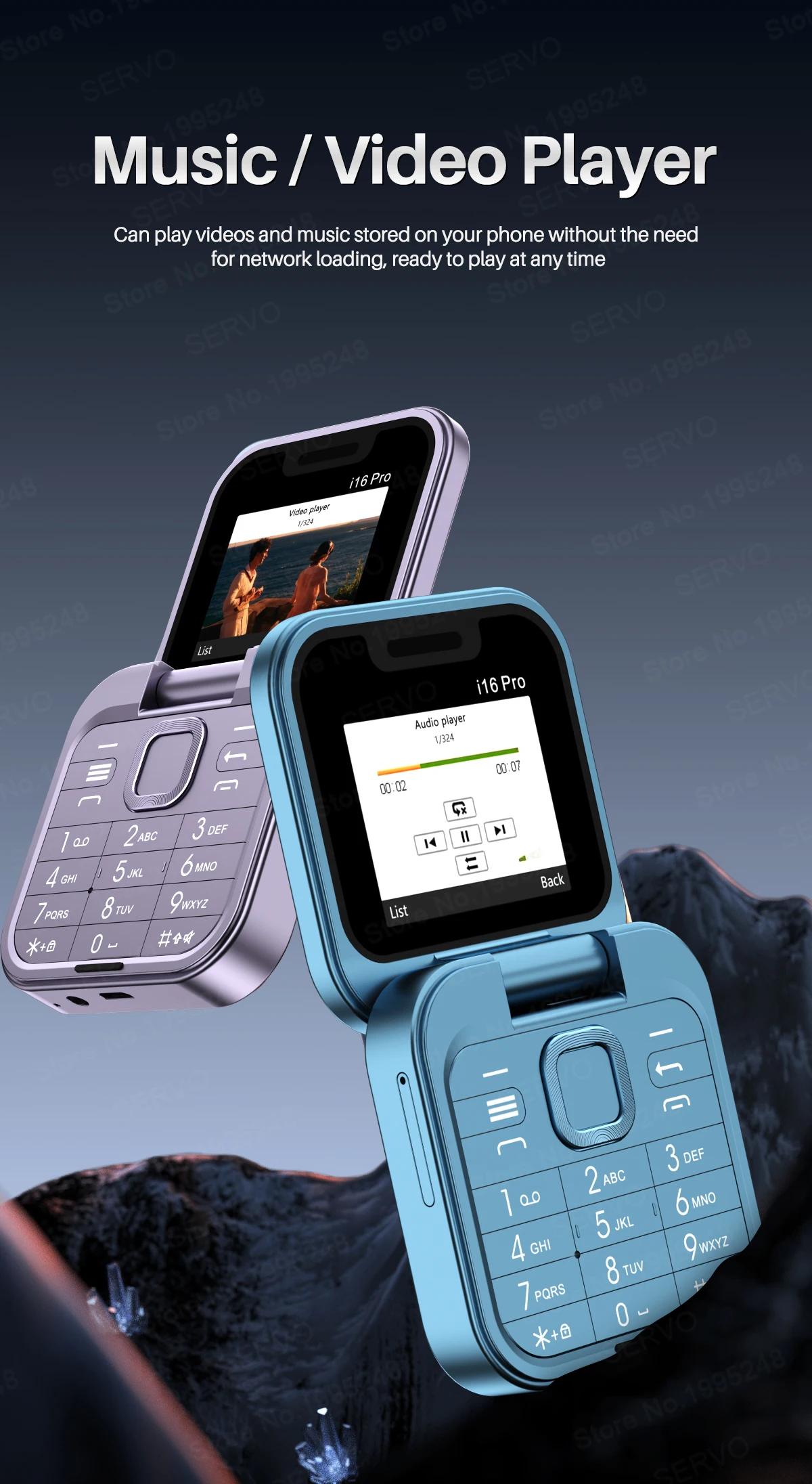 SERVO I16 Pro Flip Block Mobile Phone Dual SIM Cards 1.77' Screen Speed Dial Magic Voice Blacklist Mini Box Cellphone 3.5mm Jack