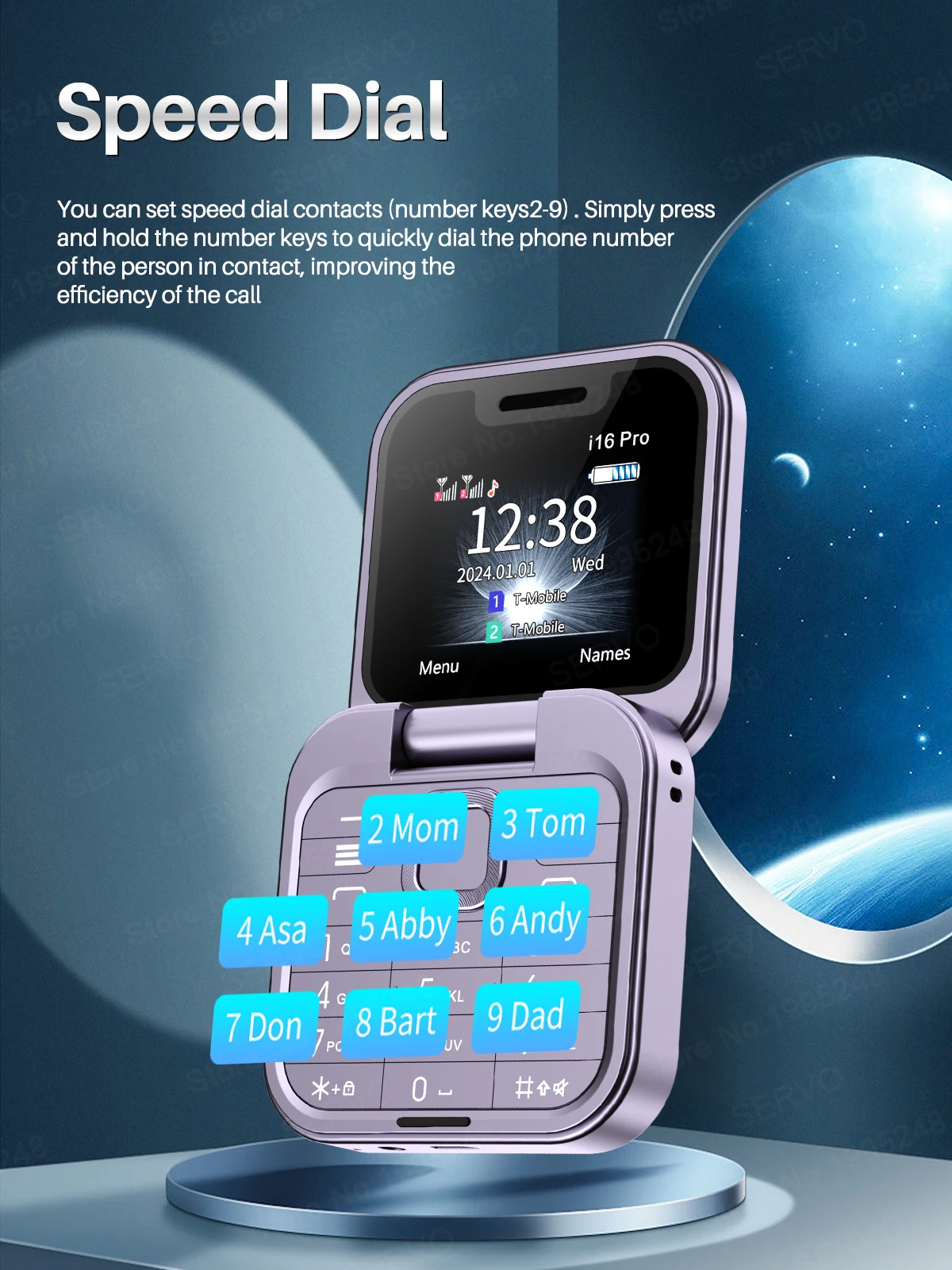 SERVO I16 Pro Flip Block Mobile Phone Dual SIM Cards 1.77' Screen Speed Dial Magic Voice Blacklist Mini Box Cellphone 3.5mm Jack