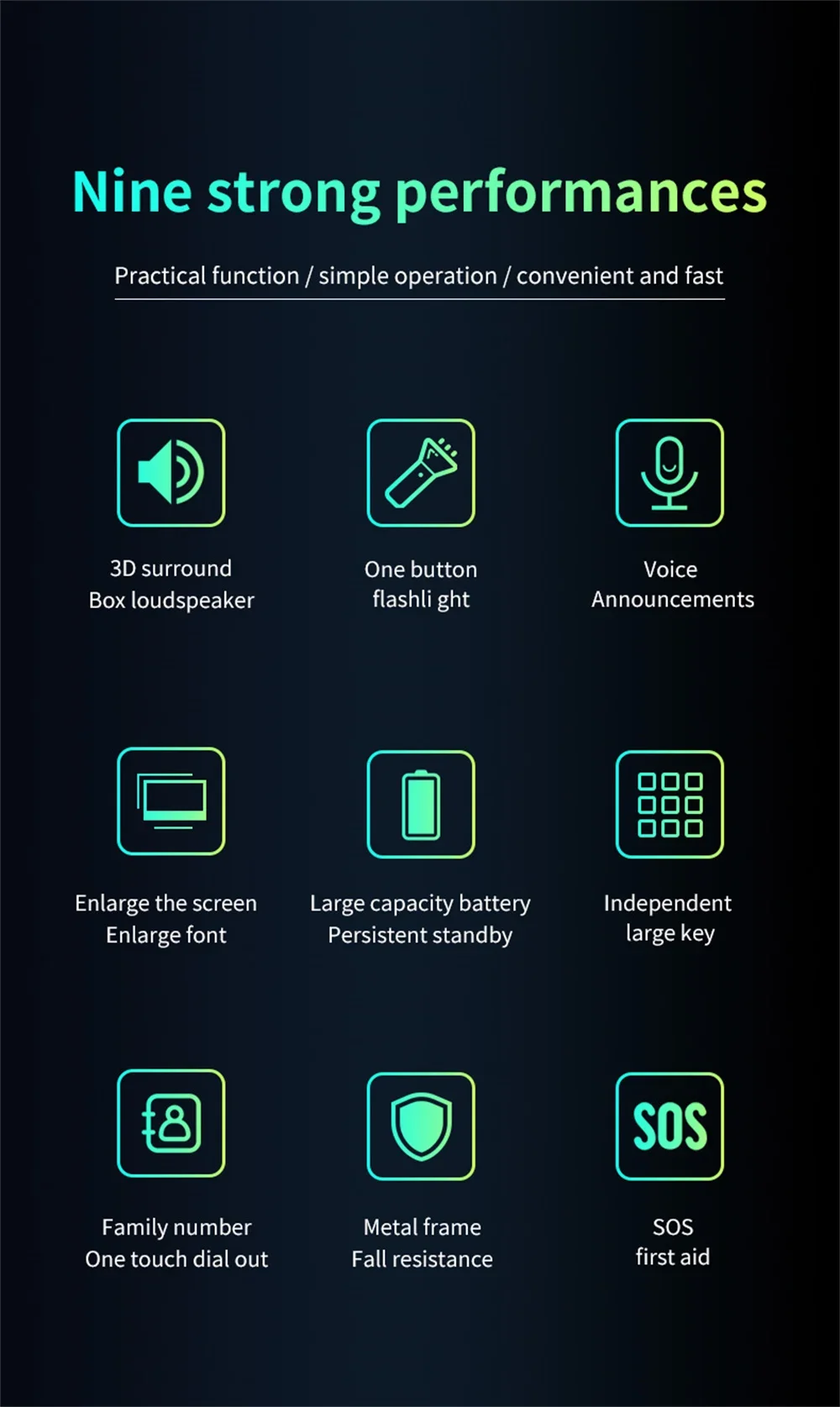 YeeMI Q8 4G Rugged Phone 16800mAh Big Battery Dual Flashlight 2.6Inch HD Screen Dual SIM Mobile Phone Large Button Cellphone SOS