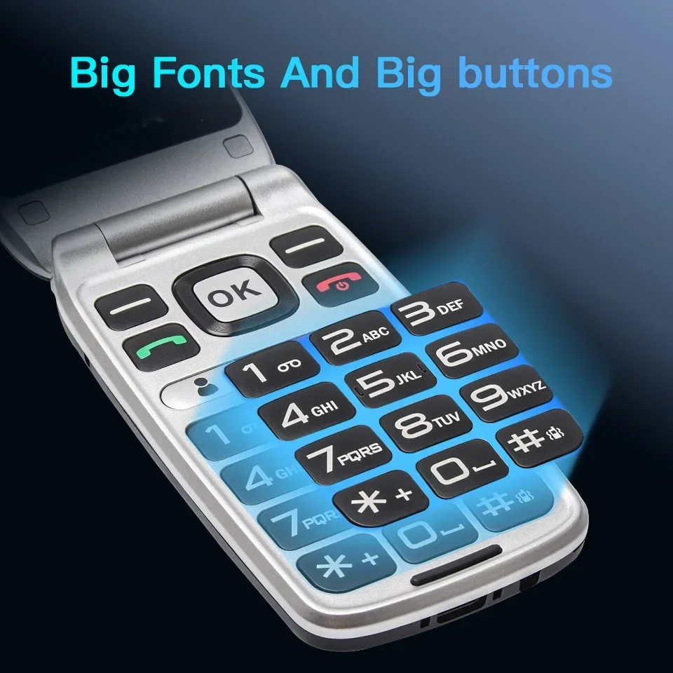 UNIWA V202T 4G VoLTE Flip Phone Dual Screen Feature Mobile Phone 0.3mp Camera 1450mAh FM Radio Telephone Russian Keyboard Global