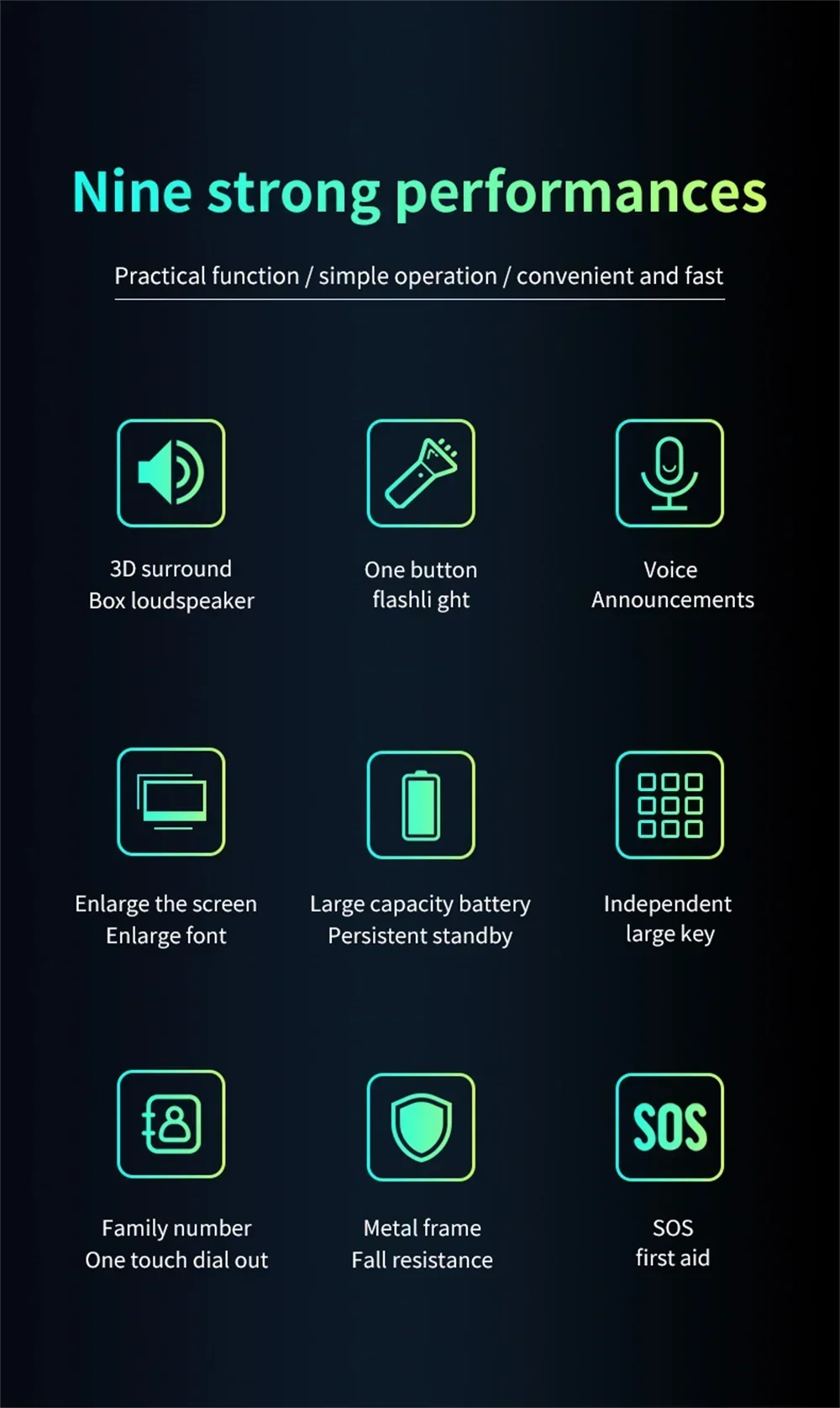 YEEMI Q8 GSM 2G Rugged Phone Big Battery Dual Flashlight 2.6 Inches HD Screen Dual SIM Mobile Phone Large Button Cellphone SOS