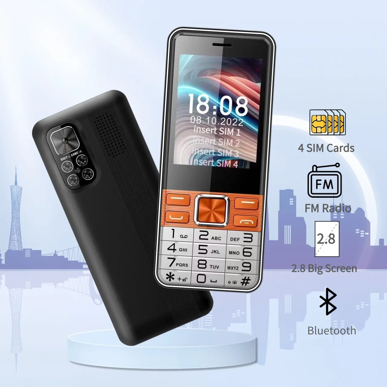 Low Price Senior Mobile Phone with 4 Sim 2.8'' Large Screen Large Buttons Large Battery Quick Dialing for Senior Mobile Phone