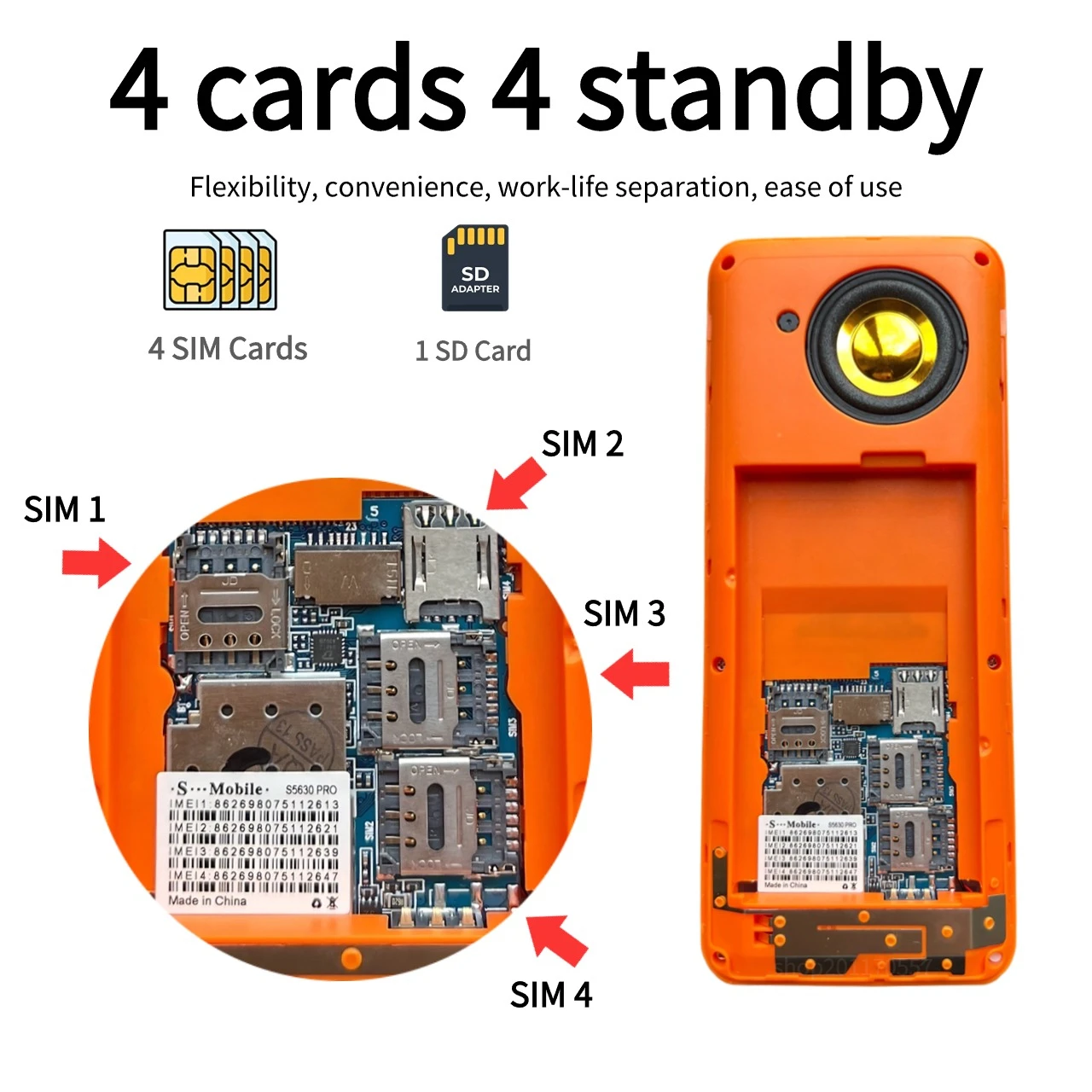 Low Price Senior Mobile Phone with 4 Sim 2.8'' Large Screen Large Buttons Large Battery Quick Dialing for Senior Mobile Phone